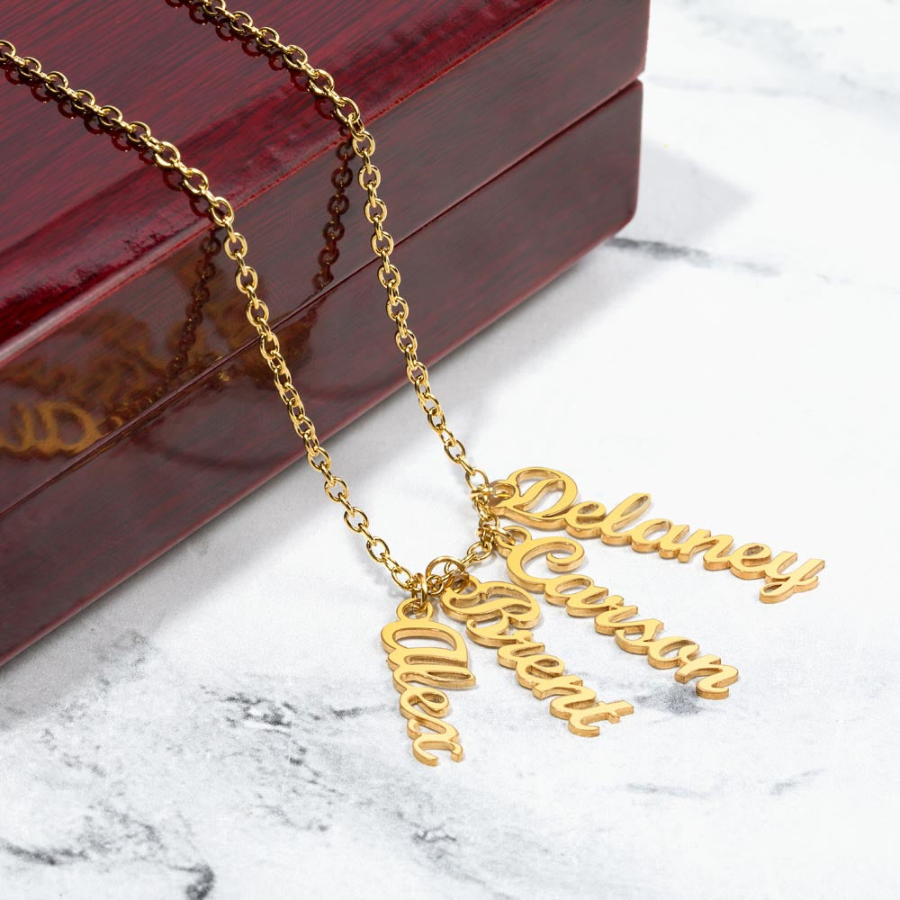 Names Stacked With Love – Multi Vertical Name Necklace