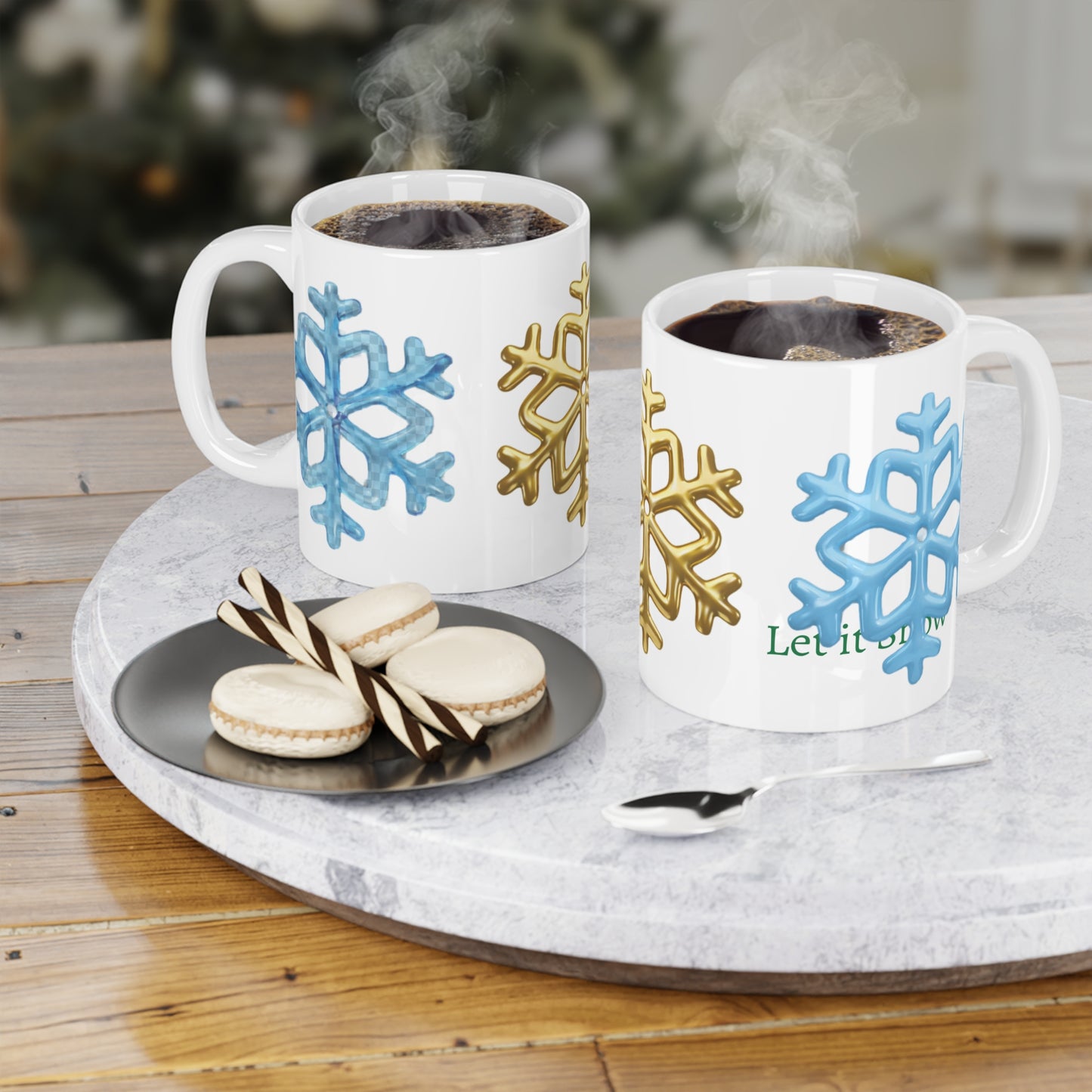 Happy Snowflakes Cheerful Wondeful gift for the Holidays Ceramic Mugs (11oz\15Fun, oz)