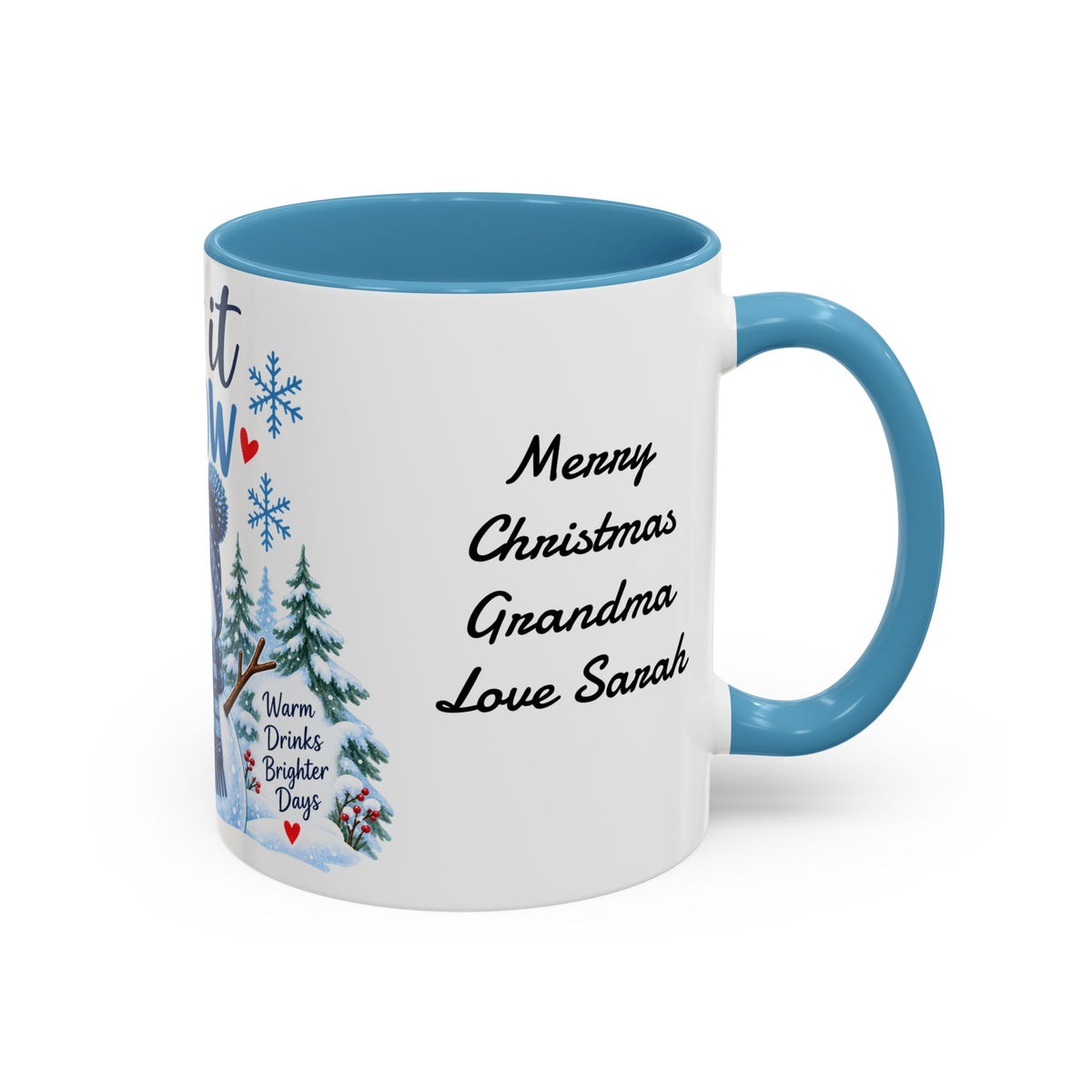 Let It Snow Personalizable Christmas Mug - Snowman & Cardinal