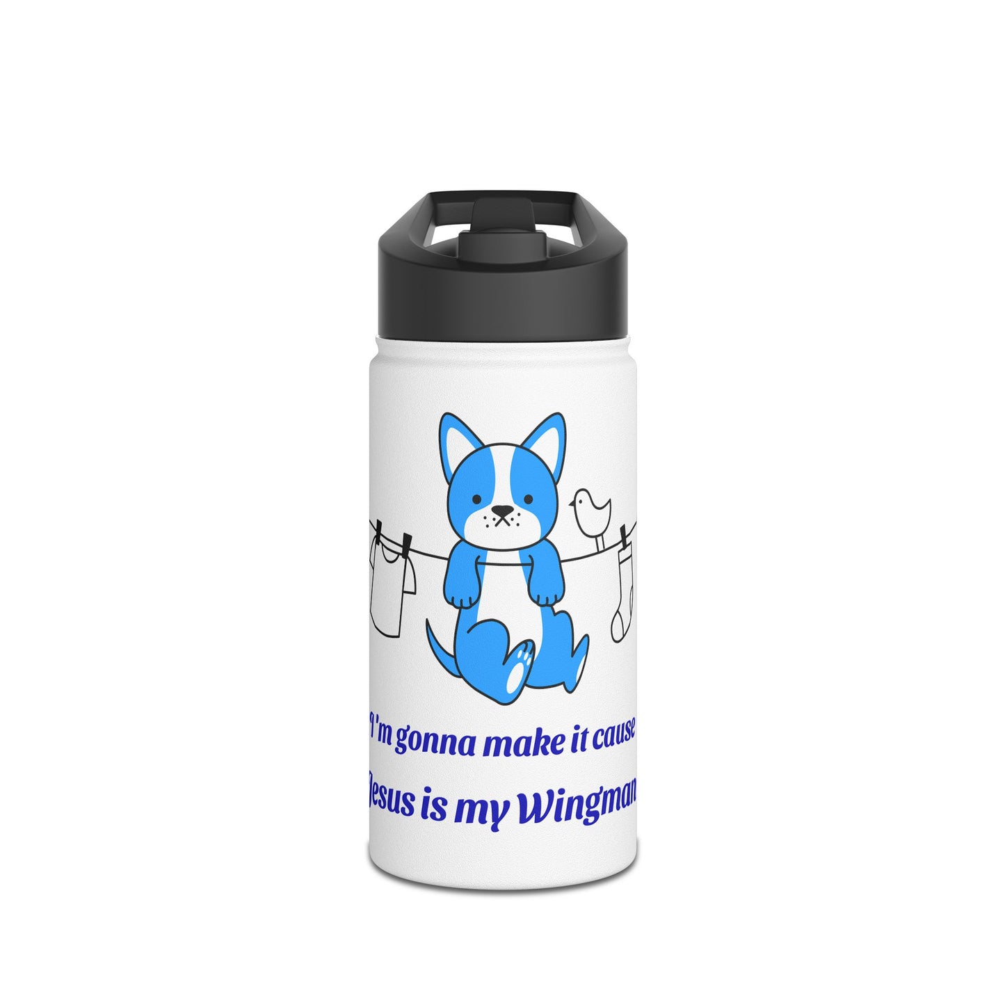 Christian Dog Water Bottle — "Jesus is my Wingman" Stainless Steel Bottle