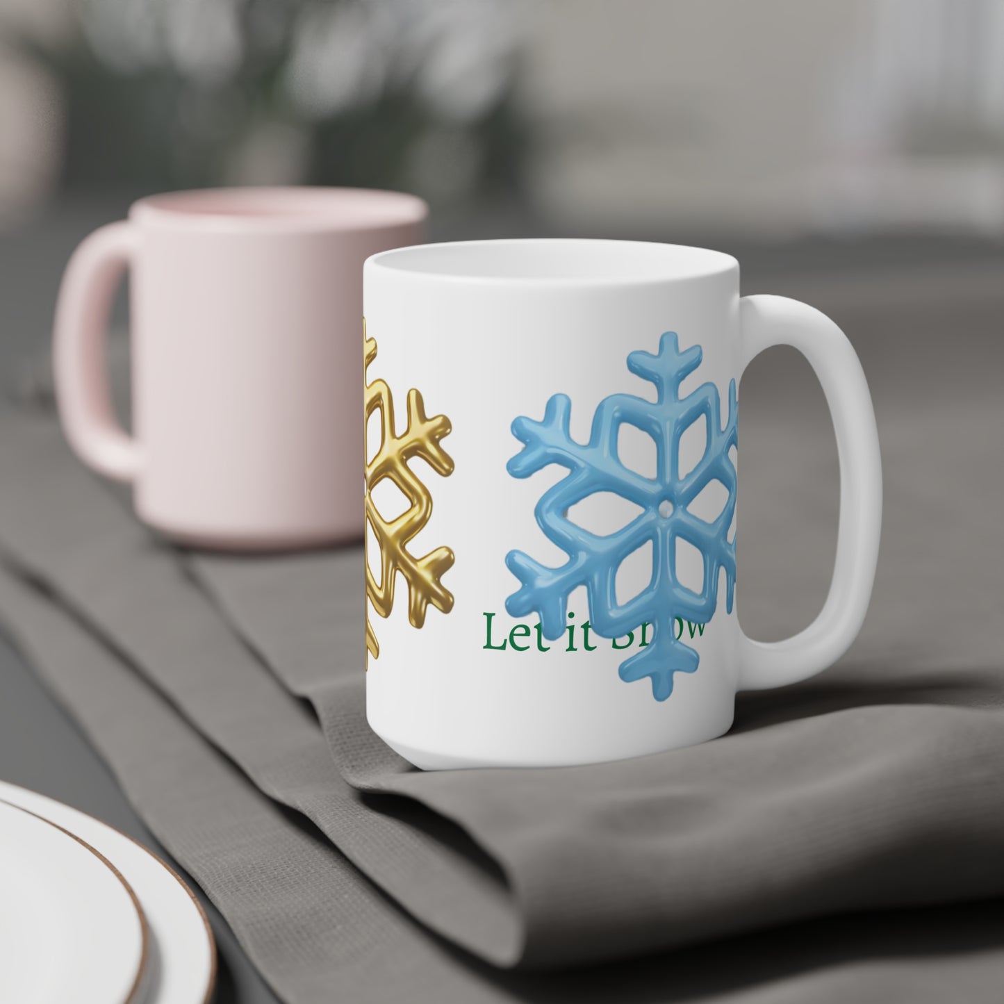 Happy Snowflakes Cheerful Wondeful gift for the Holidays Ceramic Mugs (11oz\15Fun, oz)