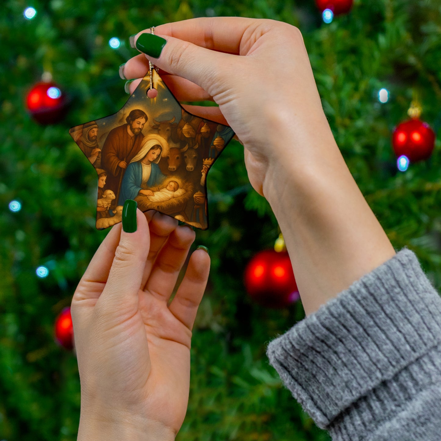 Beautiful Star Decoration Ceramic Christmas Ornament, Beautiful Star Decoration Decoration, Holiday Home Decor, Gift for Family, Festive Keepsake
