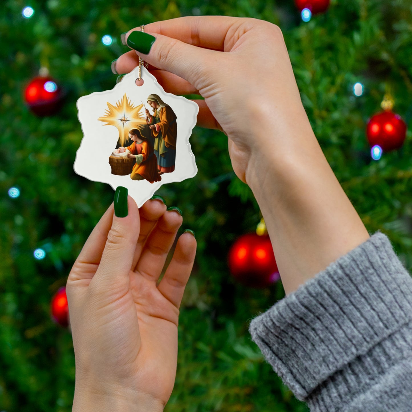 Christ Child with Star Ceramic Ornament.  Beautiful on your tree or a meaningful gift