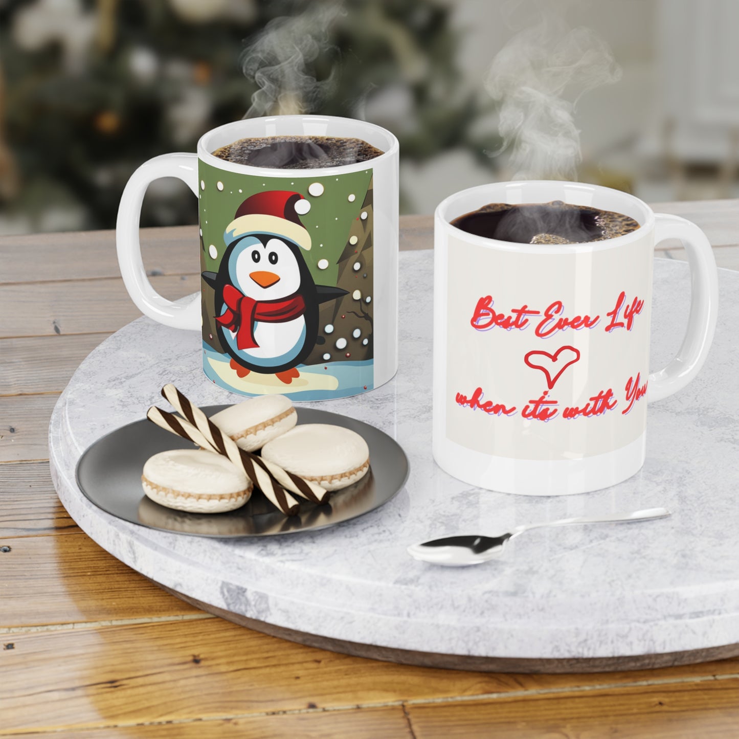 Fun, Loving, Happy Caring PenquinCeramic Mugs (11oz\15oz which brings joyful message