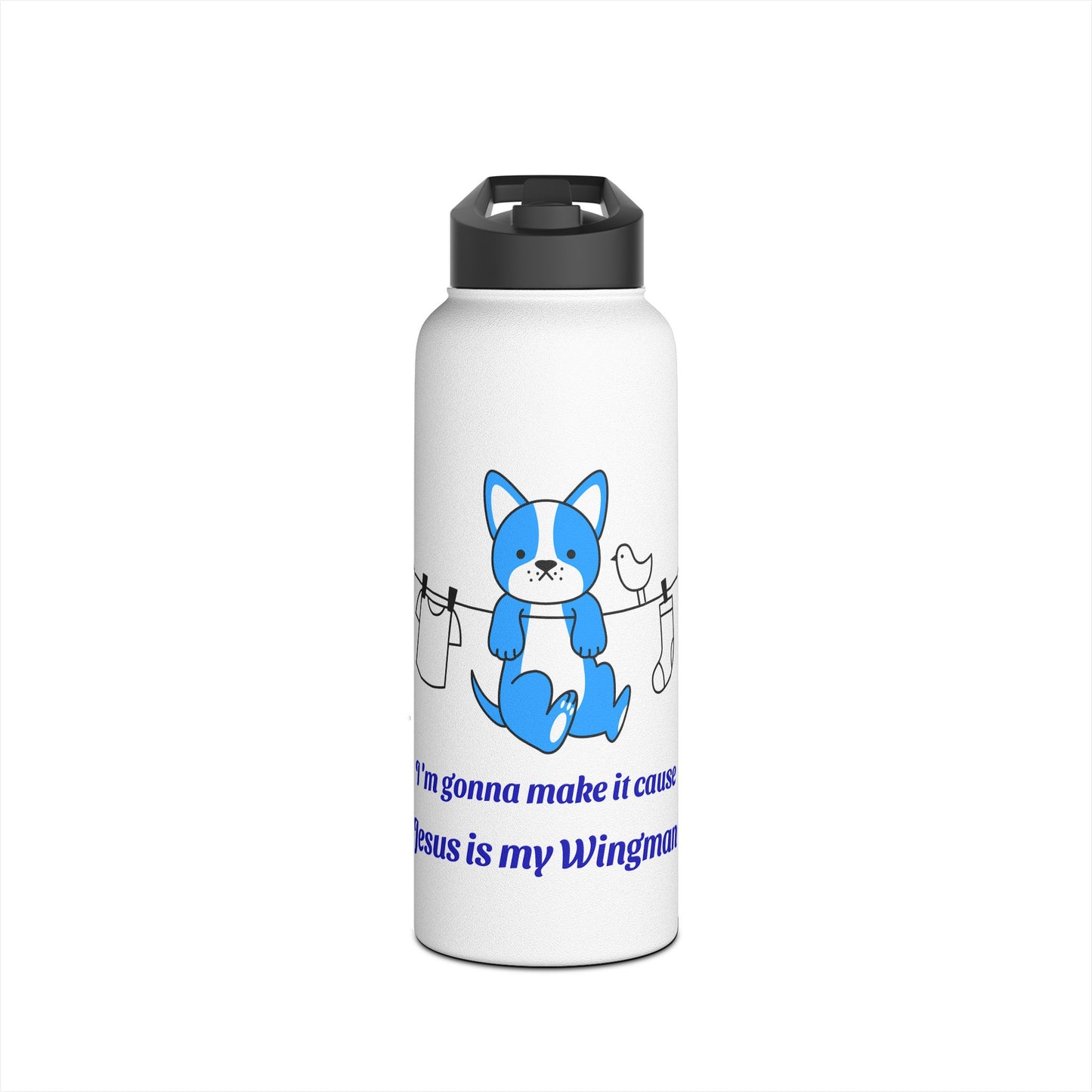 Christian Dog Water Bottle — "Jesus is my Wingman" Stainless Steel Bottle