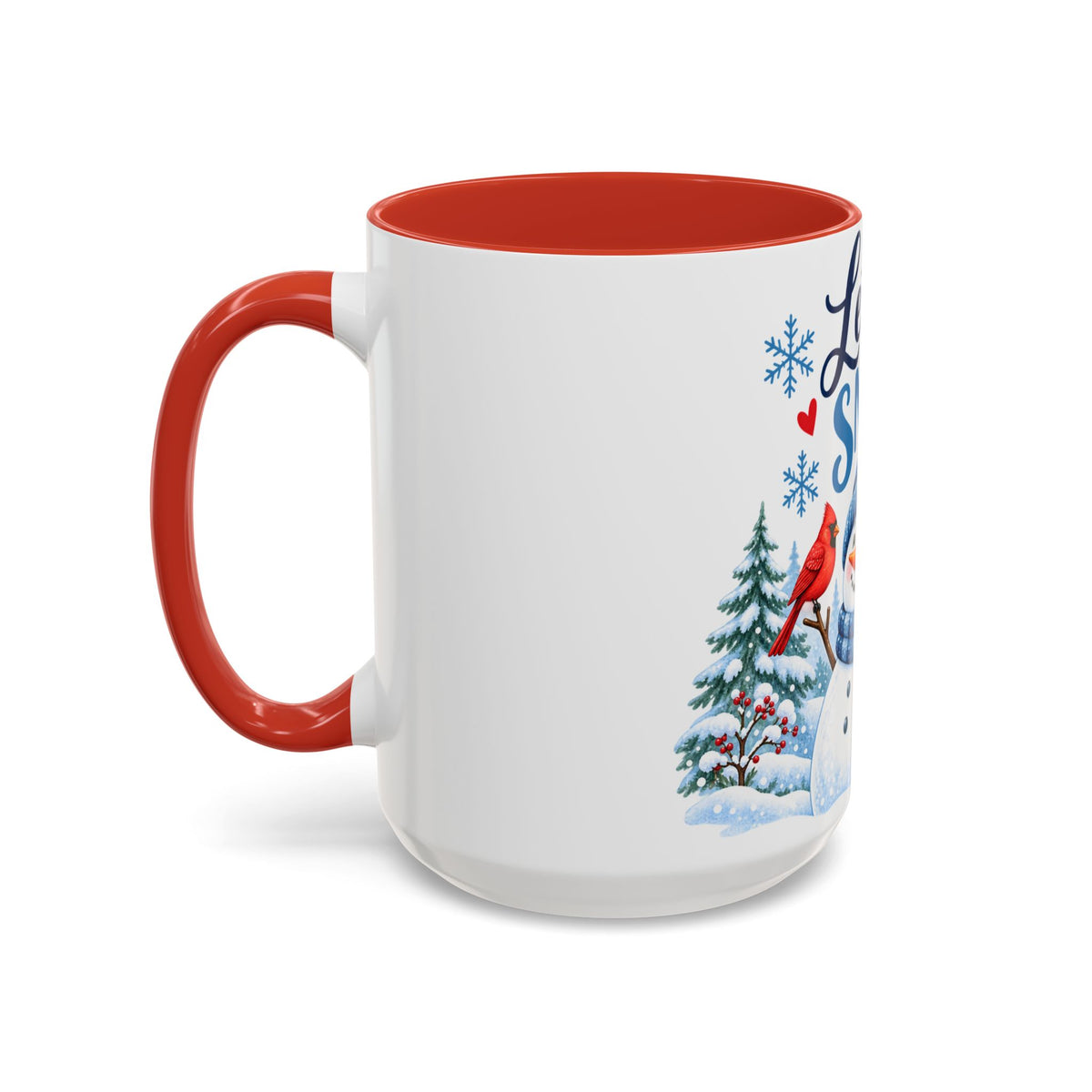 Let It Snow Personalizable Christmas Mug - Snowman & Cardinal