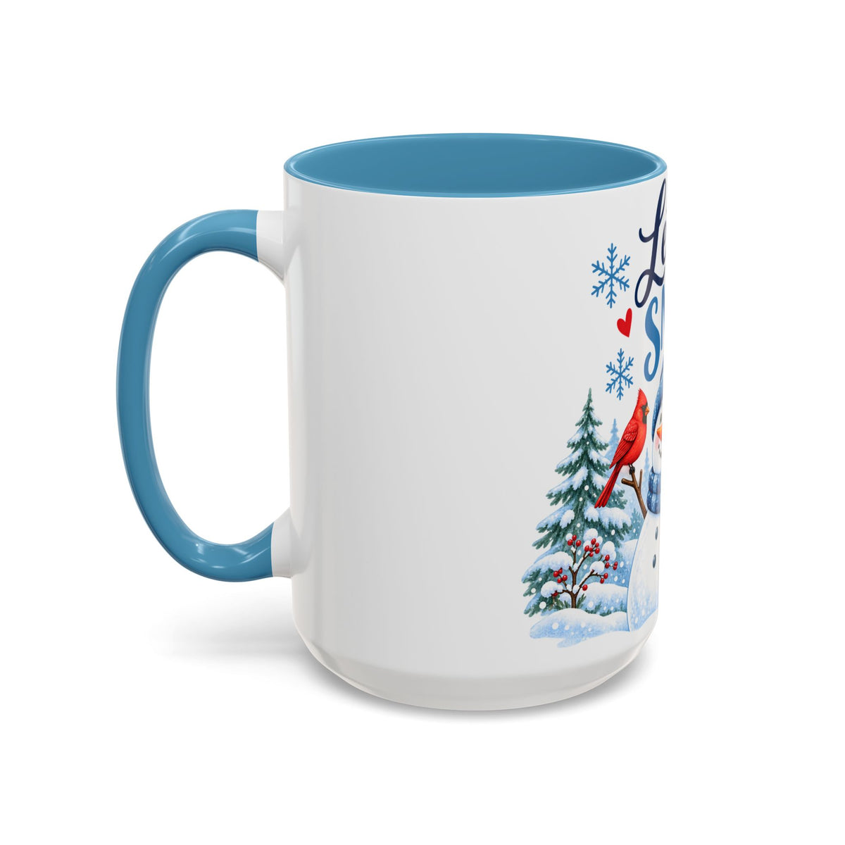 Let It Snow Personalizable Christmas Mug - Snowman & Cardinal