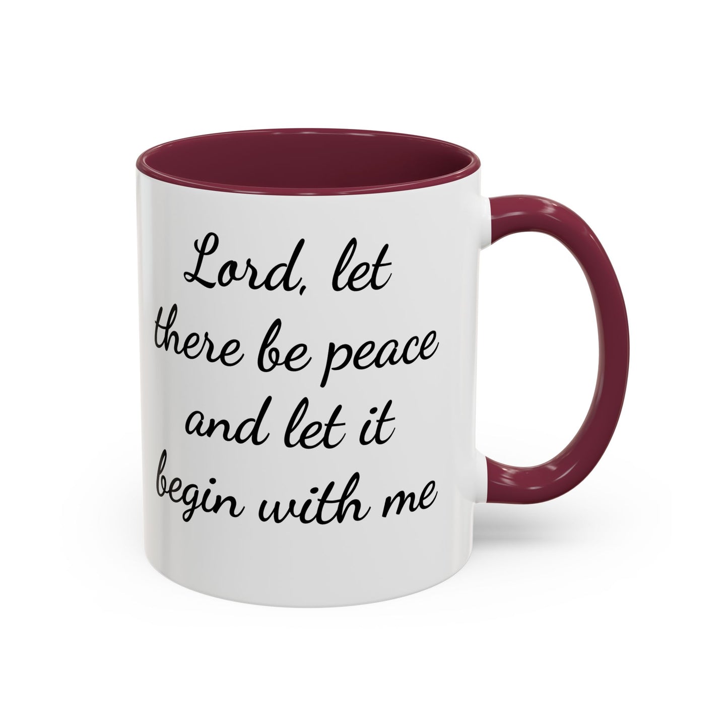 Inspirational Deer Mug — "Lord, let there be peace and let it begin with me"
