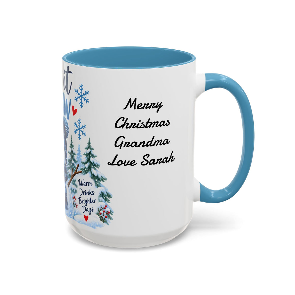 Let It Snow Personalizable Christmas Mug - Snowman & Cardinal