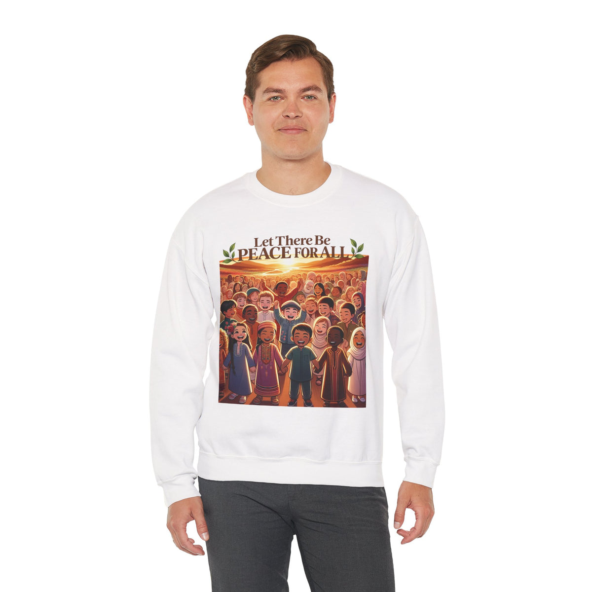 Peace For All Crewneck Sweatshirt — "Let There Be Peace For All" Community Graphic