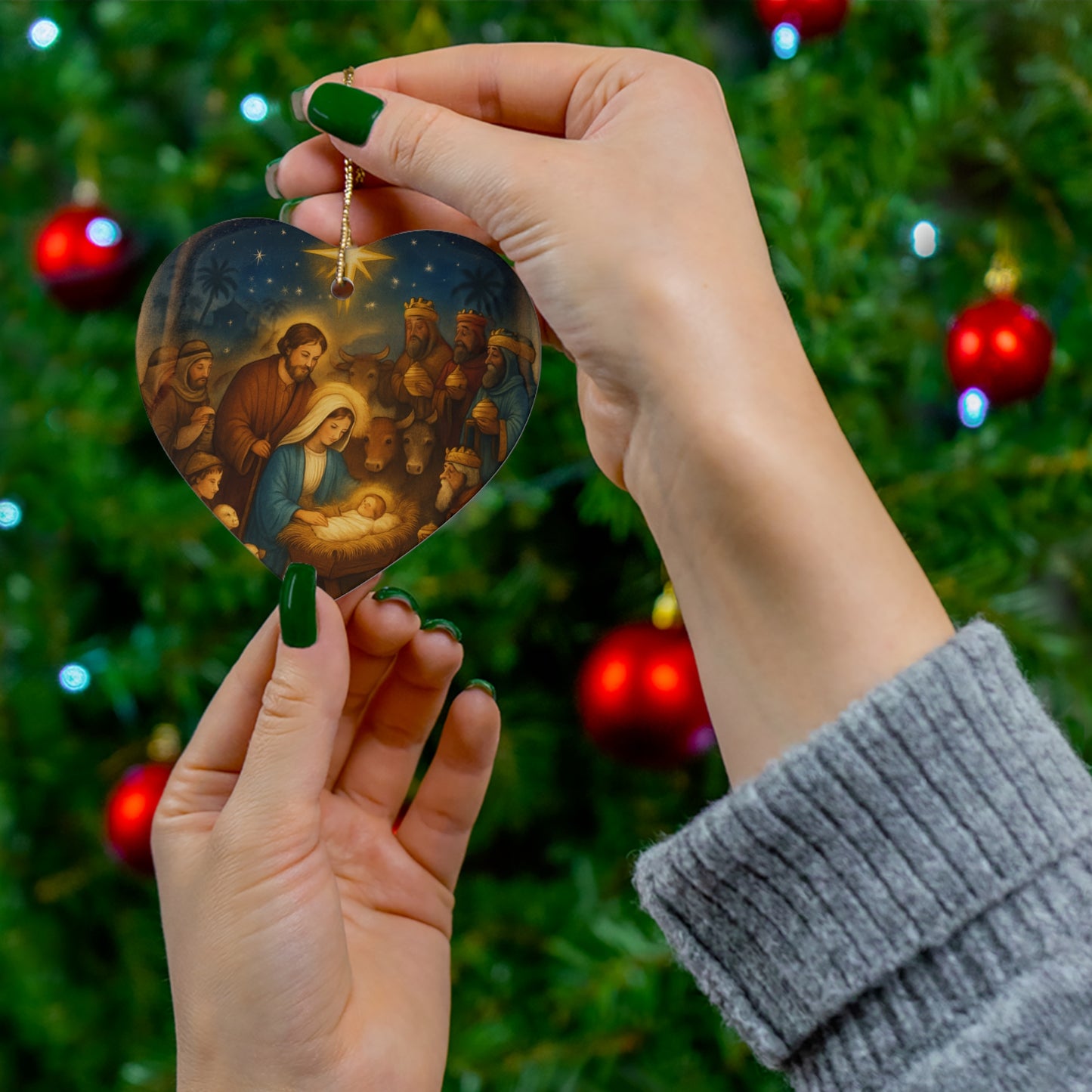 Beautiful Star Decoration Ceramic Christmas Ornament, Beautiful Star Decoration Decoration, Holiday Home Decor, Gift for Family, Festive Keepsake