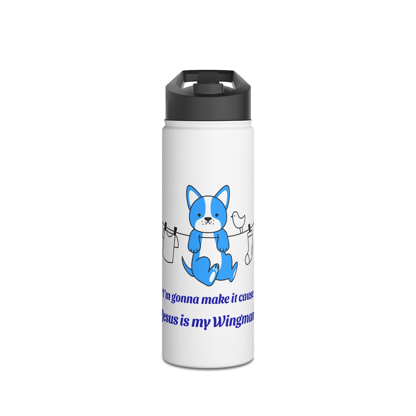 Christian Dog Water Bottle — "Jesus is my Wingman" Stainless Steel Bottle