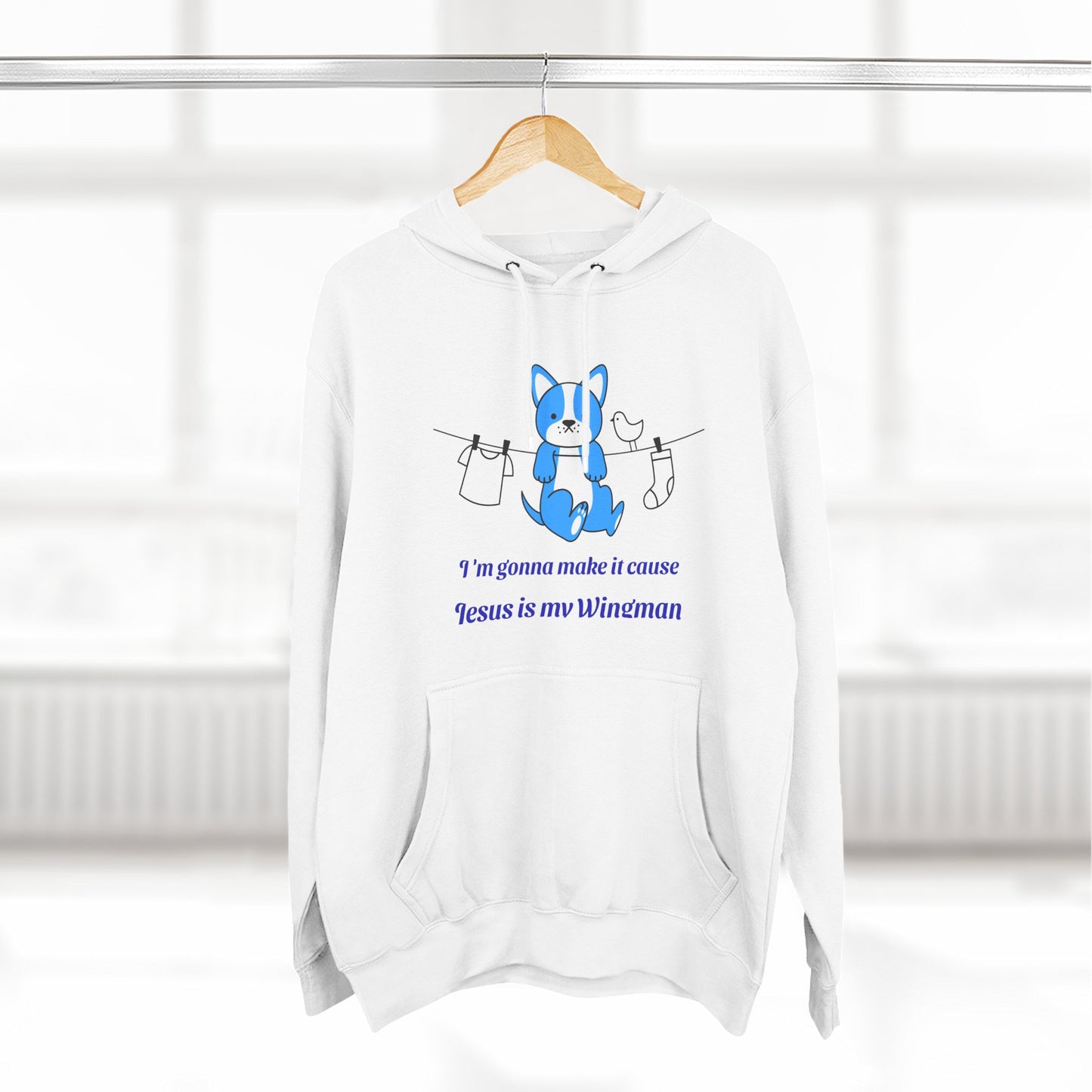 "Jesus is my Wingman" Christian Blue Fox Hoodie — Cute Faith Graphic Hoodie
