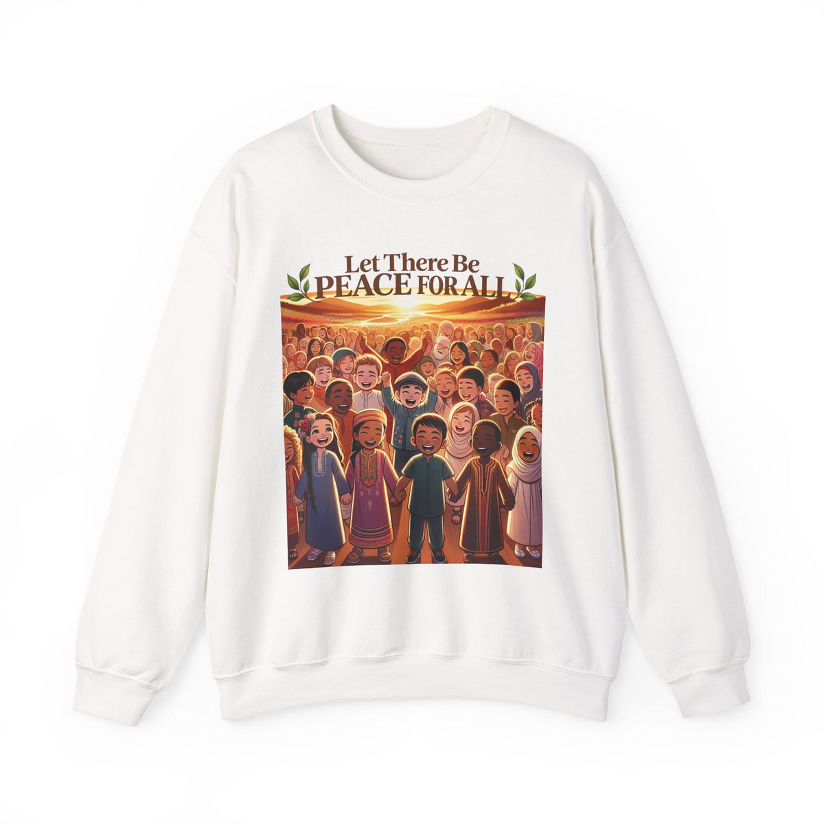 Peace For All Crewneck Sweatshirt — "Let There Be Peace For All" Community Graphic