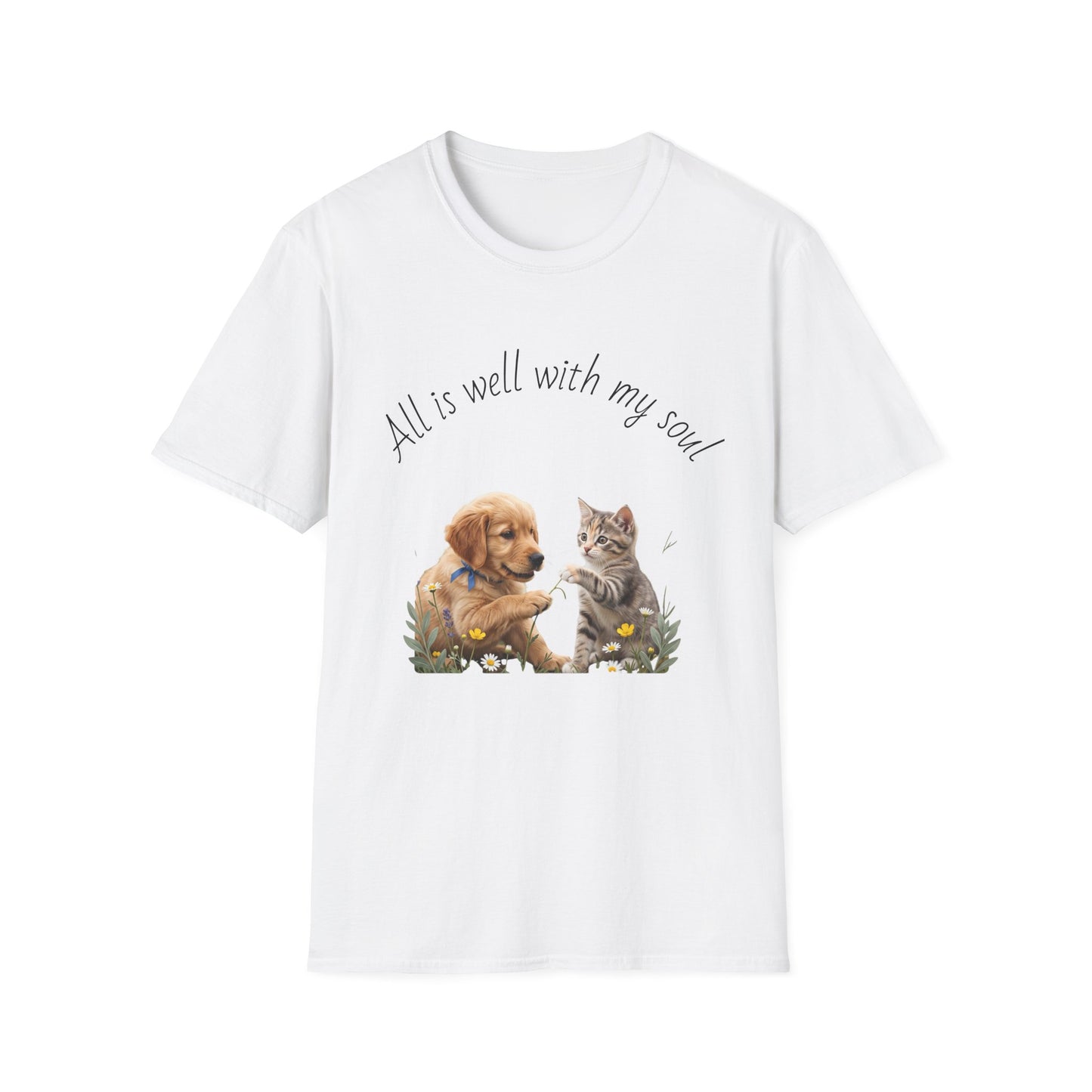 All Is Well With My Soul T-Shirt — Puppy & Kitten Peaceful Faith Tee