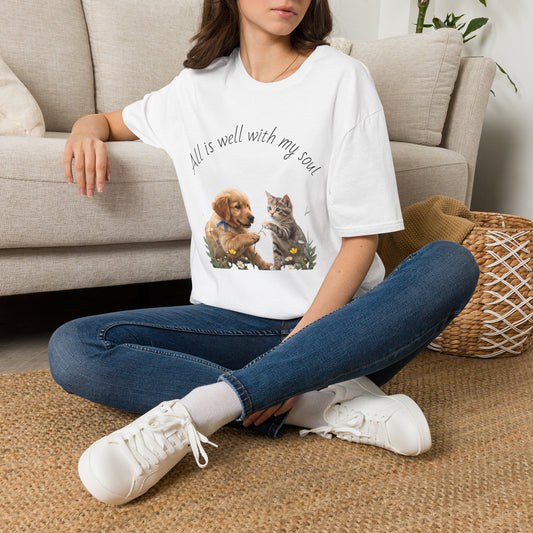 All Is Well With My Soul T-Shirt — Puppy & Kitten Peaceful Faith Tee