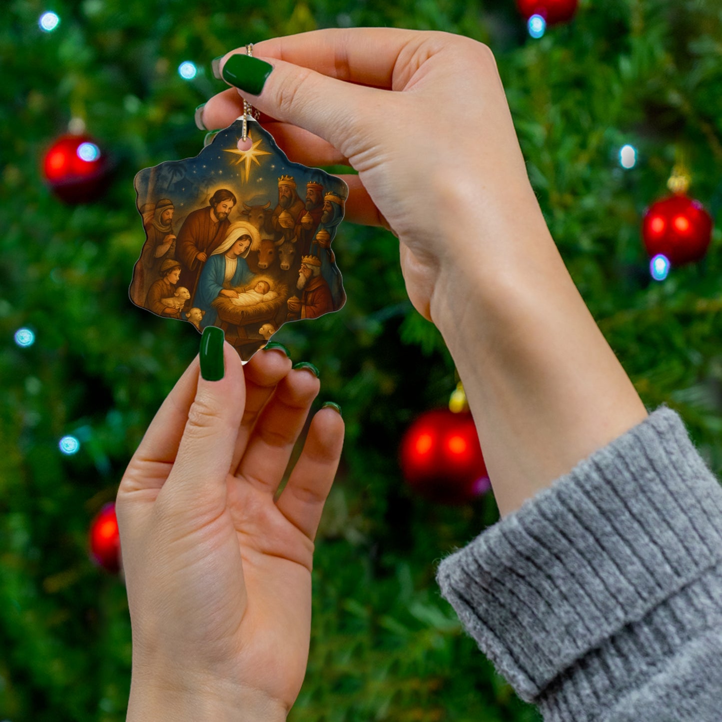 Beautiful Star Decoration Ceramic Christmas Ornament, Beautiful Star Decoration Decoration, Holiday Home Decor, Gift for Family, Festive Keepsake