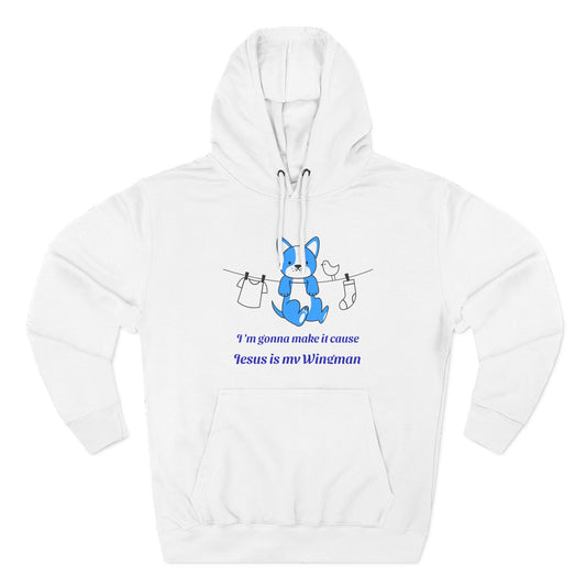 "Jesus is my Wingman" Christian Blue Fox Hoodie — Cute Faith Graphic Hoodie