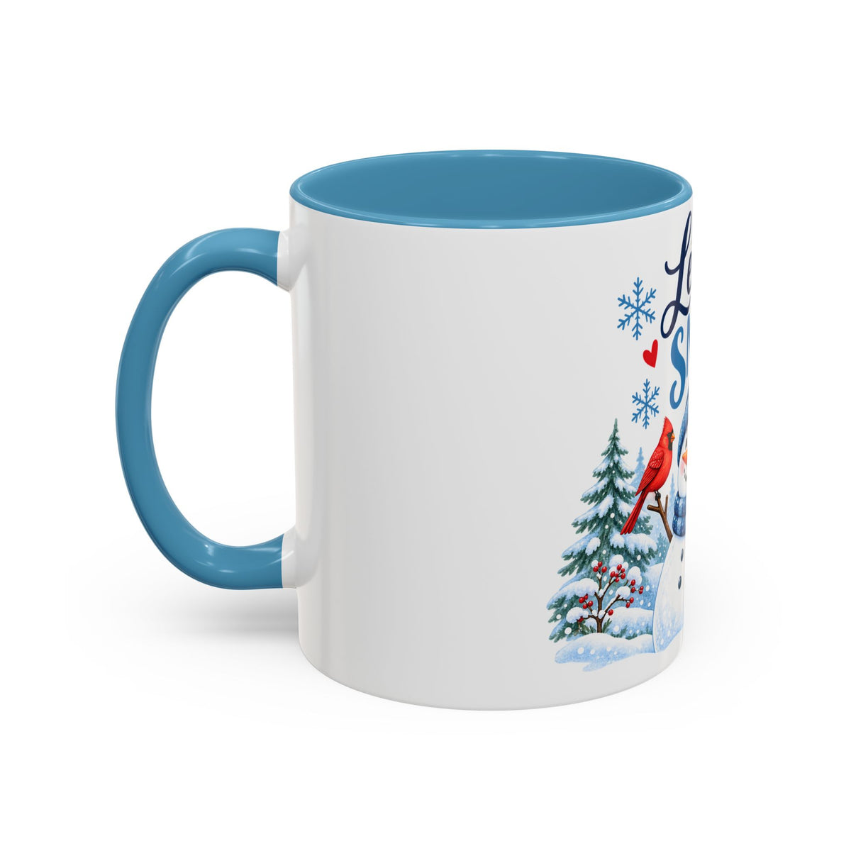 Let It Snow Personalizable Christmas Mug - Snowman & Cardinal