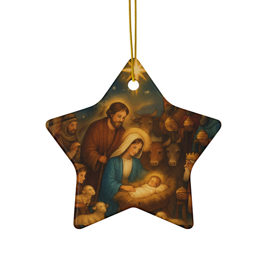 Beautiful Star Decoration Ceramic Christmas Ornament, Beautiful Star Decoration Decoration, Holiday Home Decor, Gift for Family, Festive Keepsake