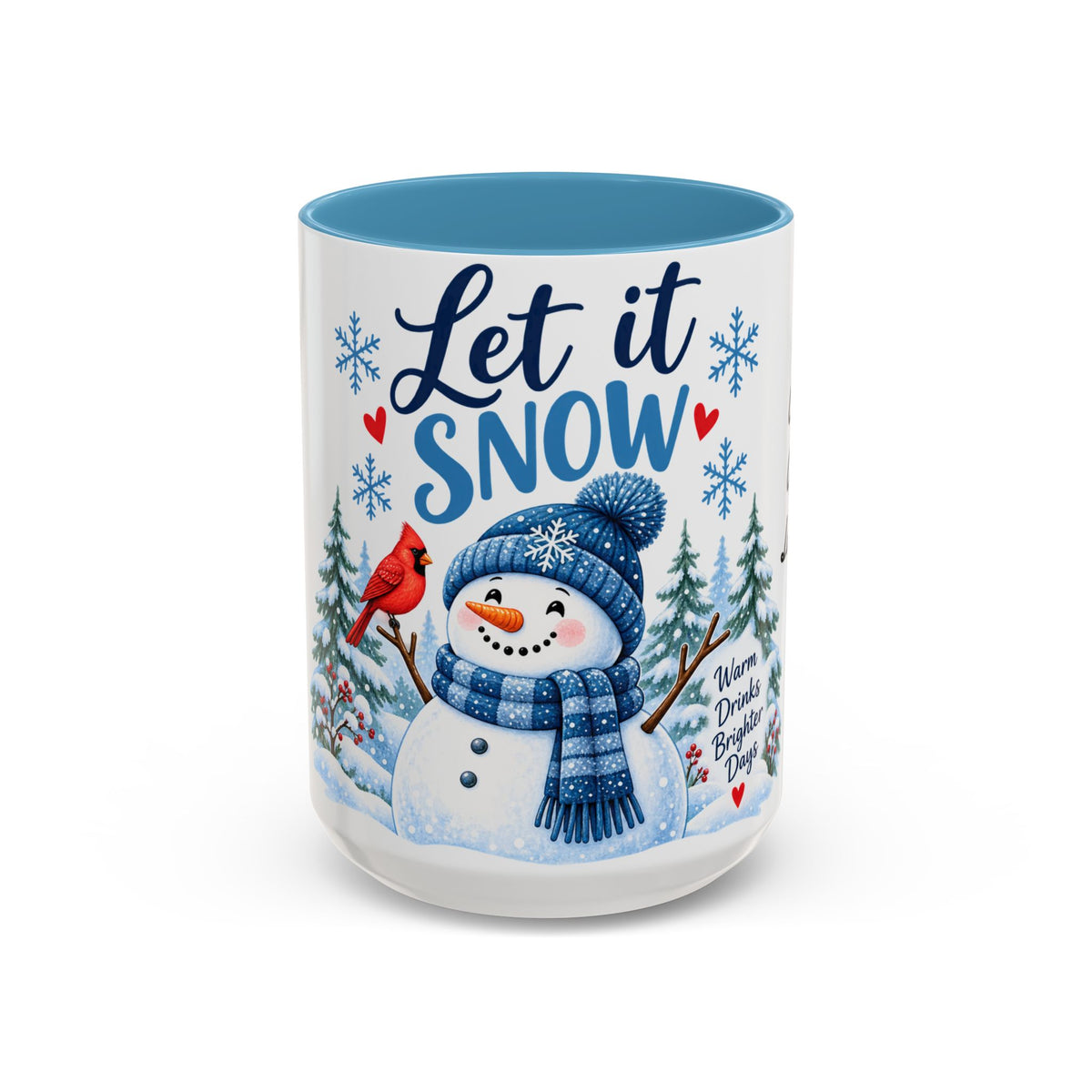 Let It Snow Personalizable Christmas Mug - Snowman & Cardinal