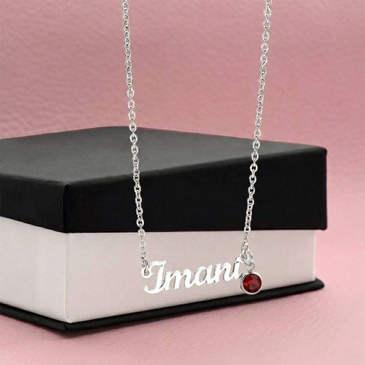 Born to Be Loved – Birthstone Name Necklace