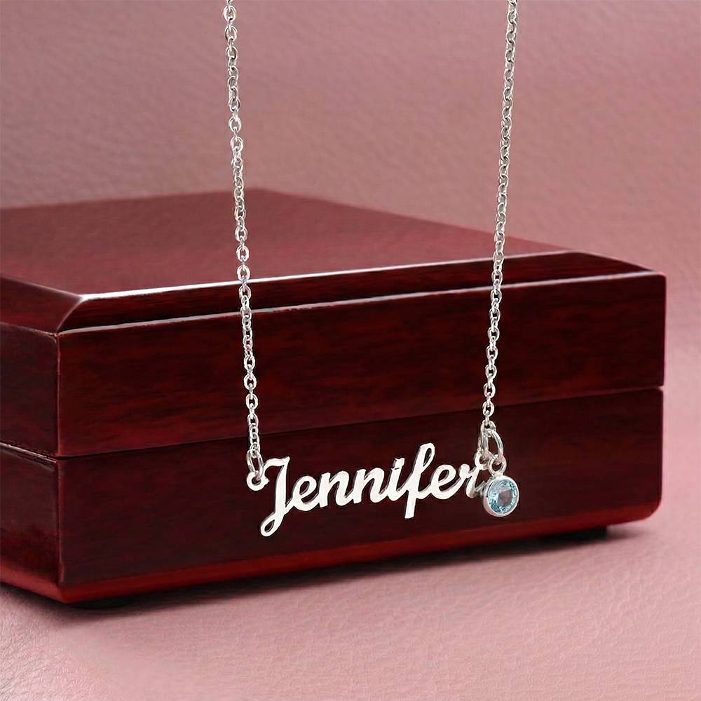 Born to Be Loved – Birthstone Name Necklace