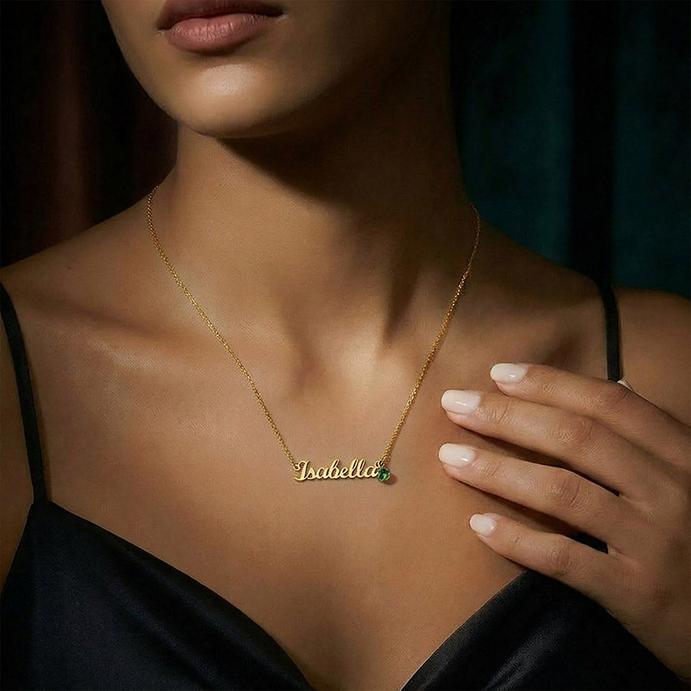 Born to Be Loved – Birthstone Name Necklace