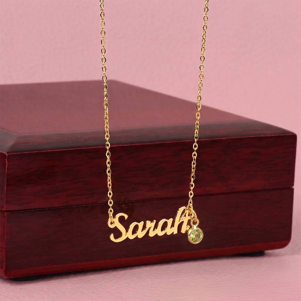Born to Be Loved – Birthstone Name Necklace