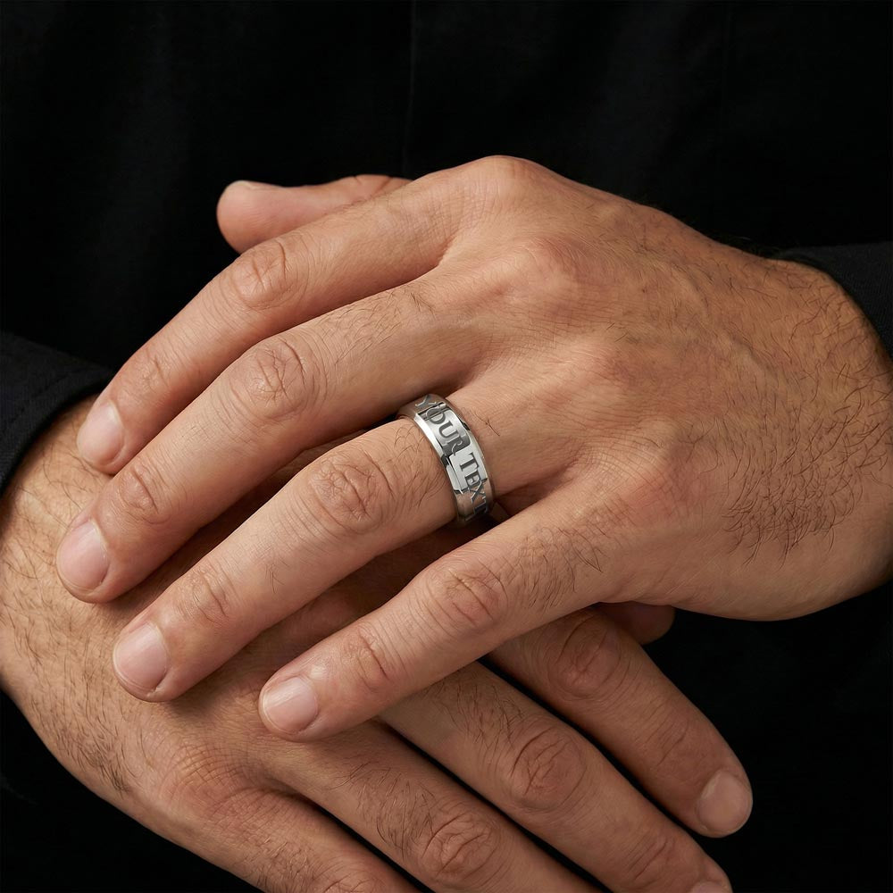 His Love, Written Close – Engraved Men's Ring with Message Card
