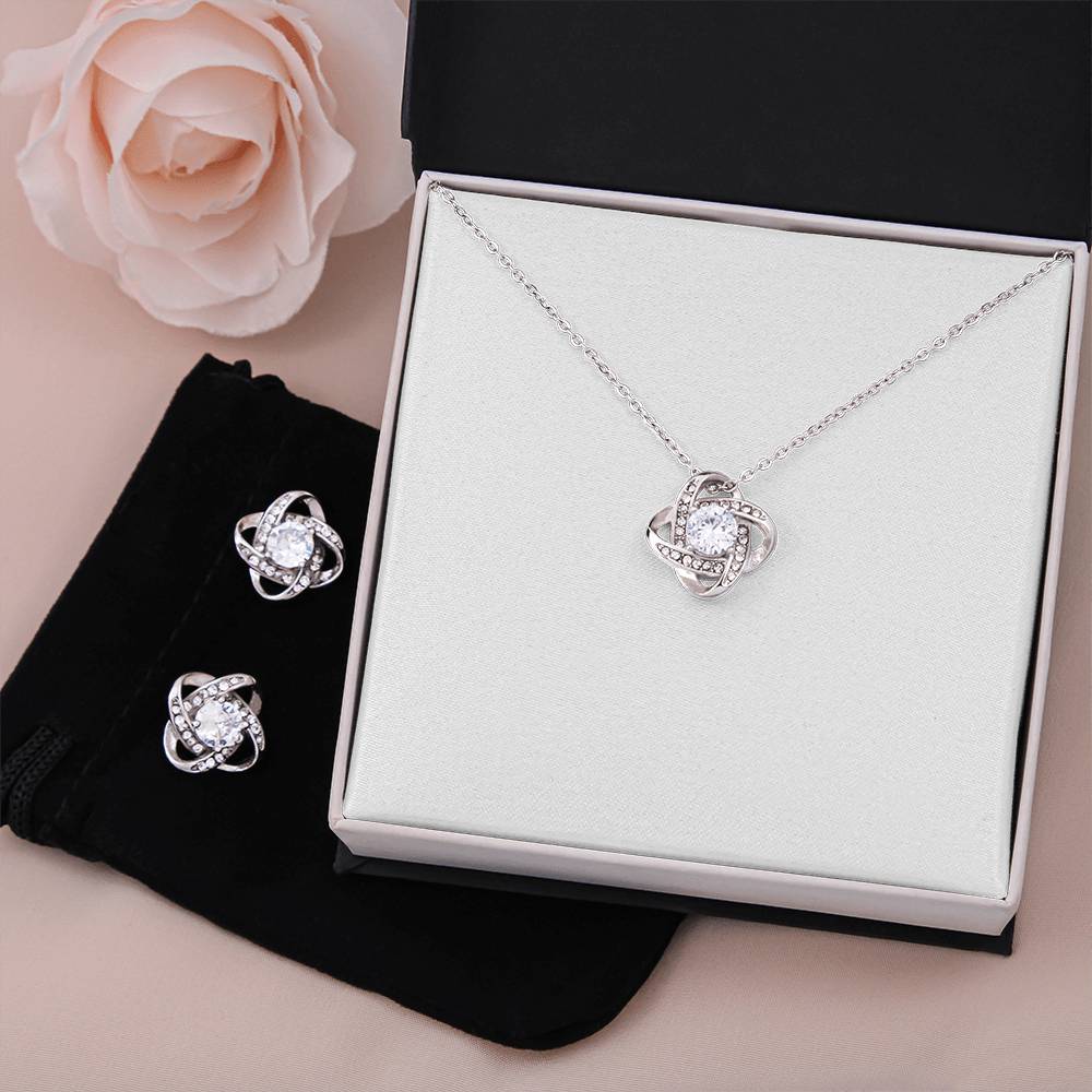 Knot and Sparkle Set – Love Knot Necklace & Earring Bundle
