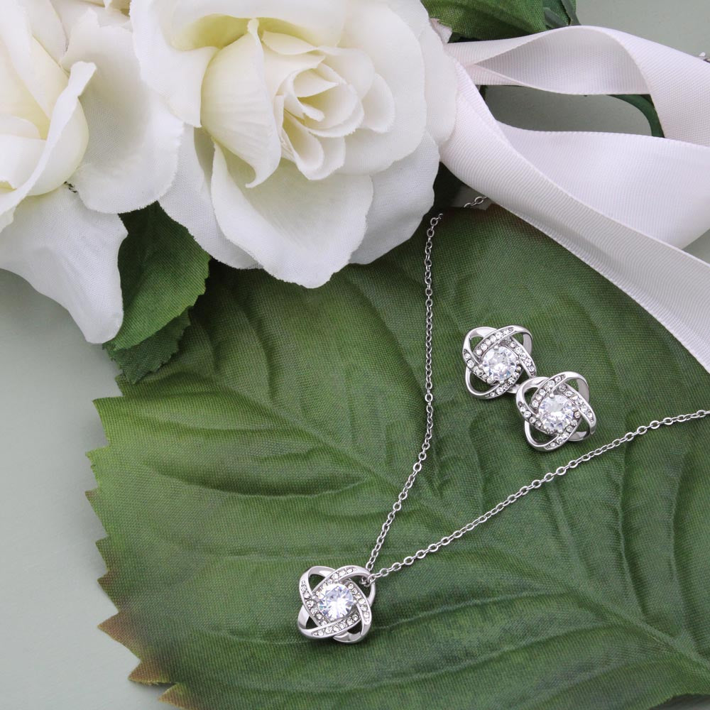 Knot and Sparkle Set – Love Knot Necklace & Earring Bundle