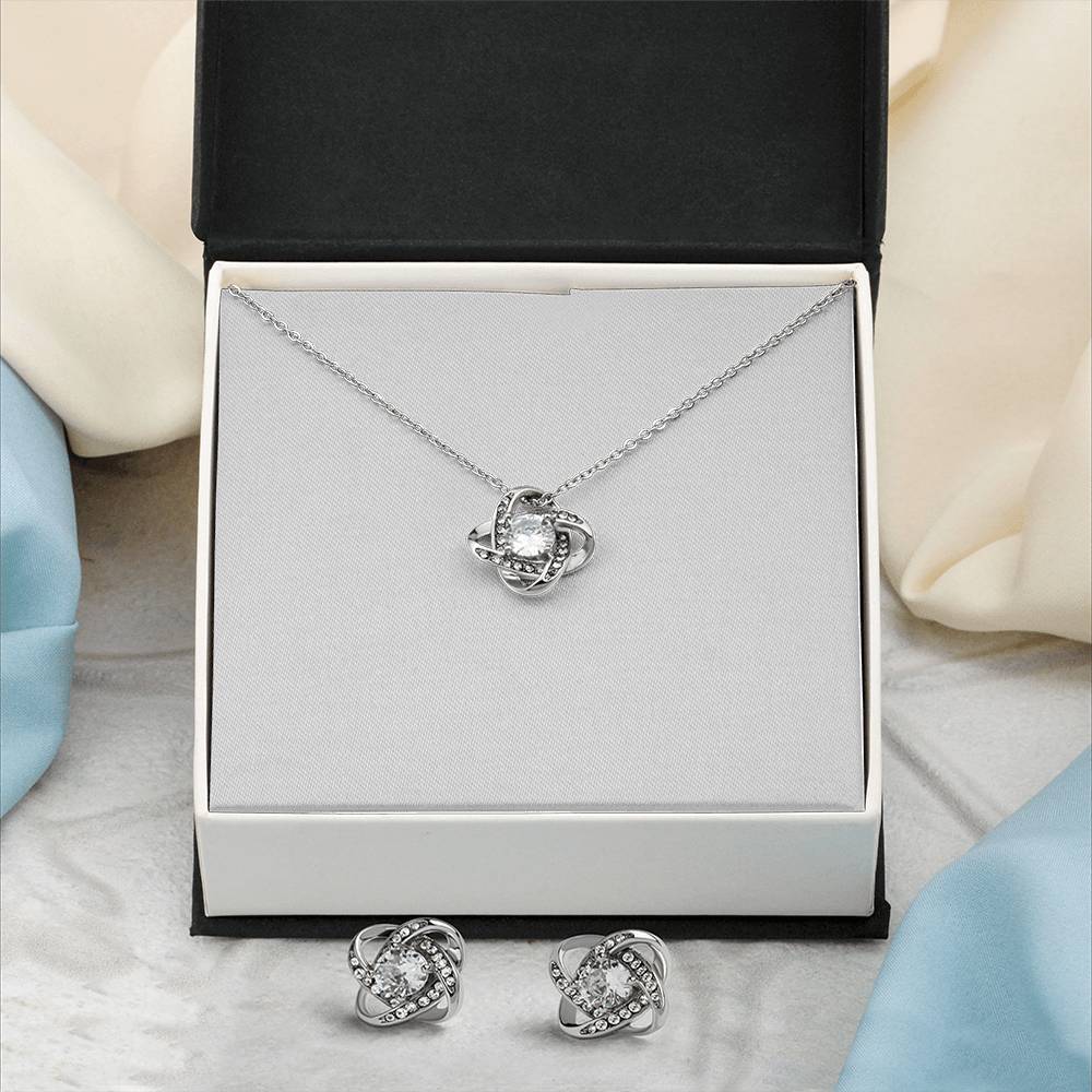 Knot and Sparkle Set – Love Knot Necklace & Earring Bundle