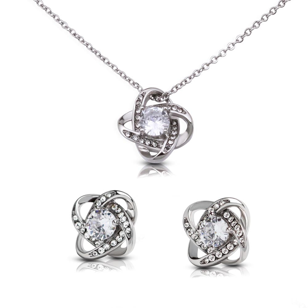 Knot and Sparkle Set – Love Knot Necklace & Earring Bundle