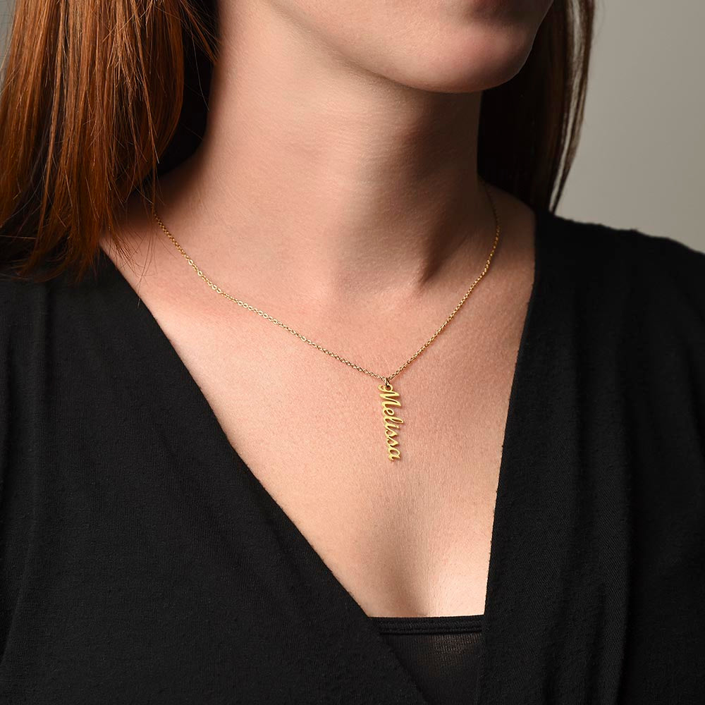 Standing Tall in Love – Vertical Name Necklace