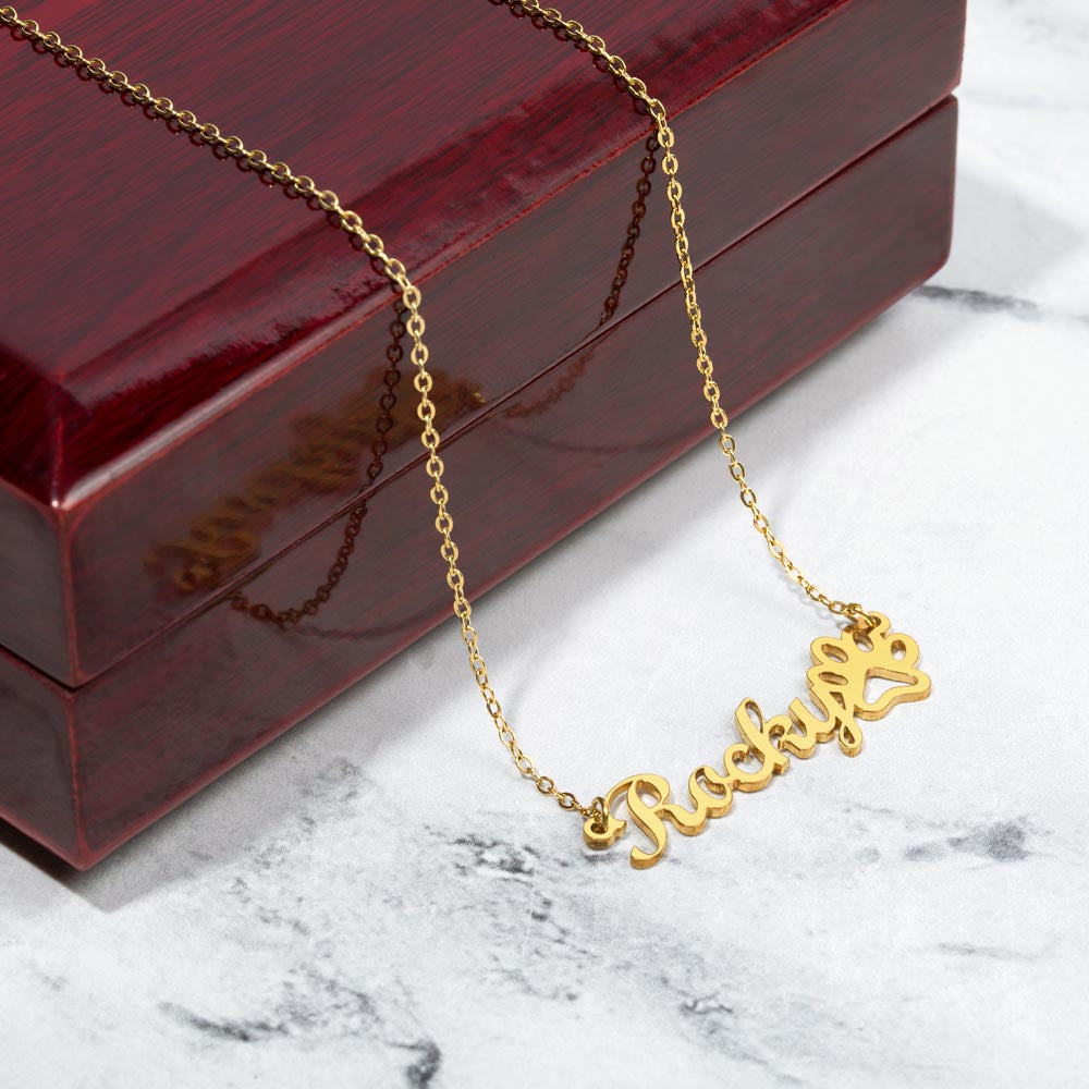 Fur Ever Love – Paw Print Name Necklace