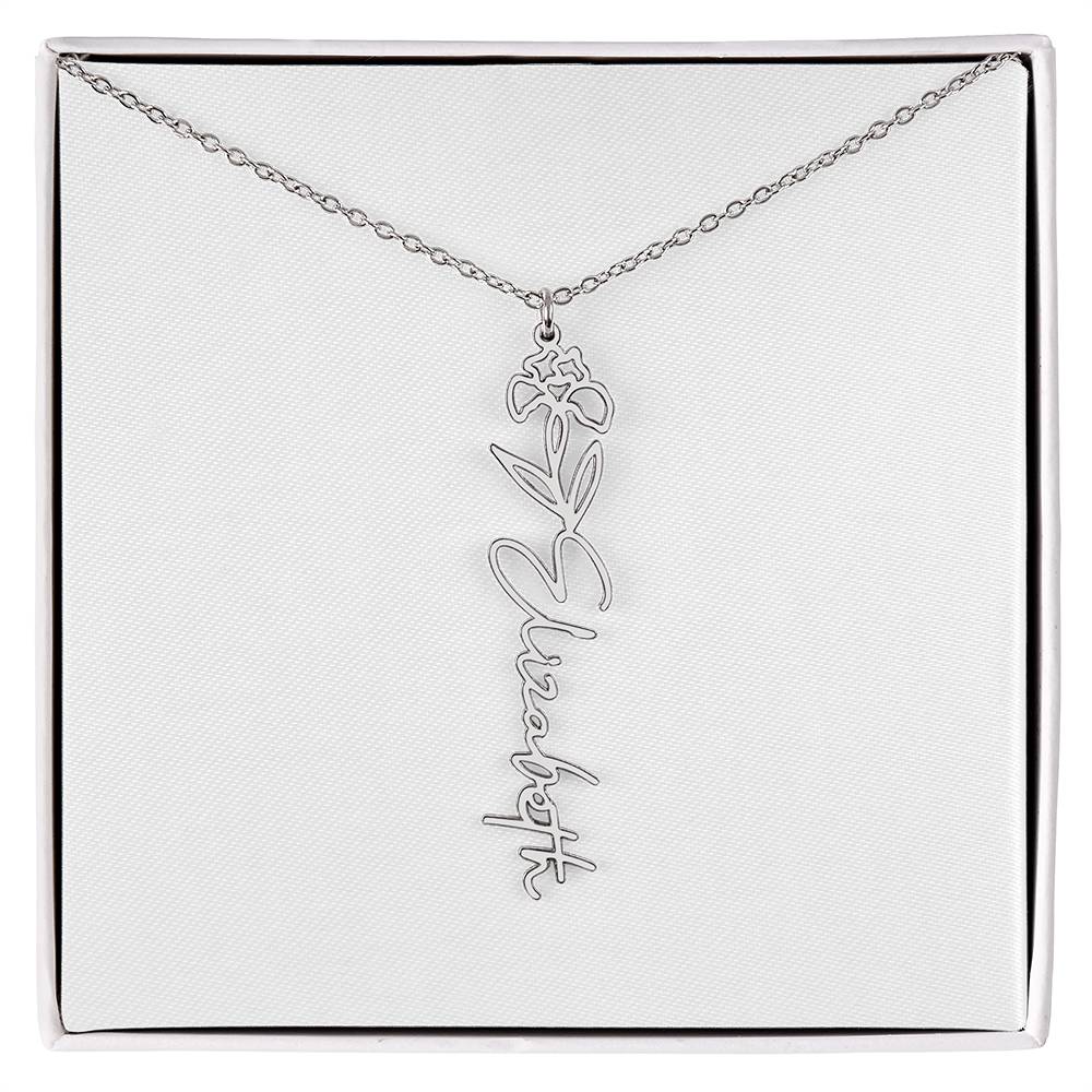 Blooming With Love – Personalized Flower Name Necklace