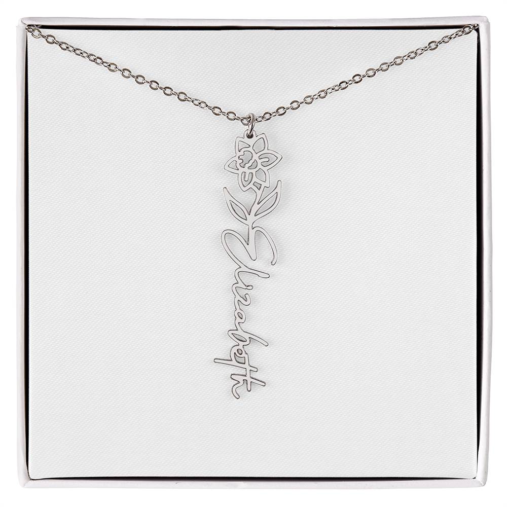 Blooming With Love – Personalized Flower Name Necklace