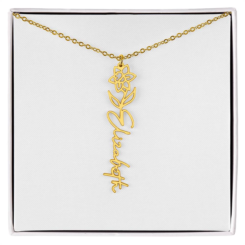 Blooming With Love – Personalized Flower Name Necklace