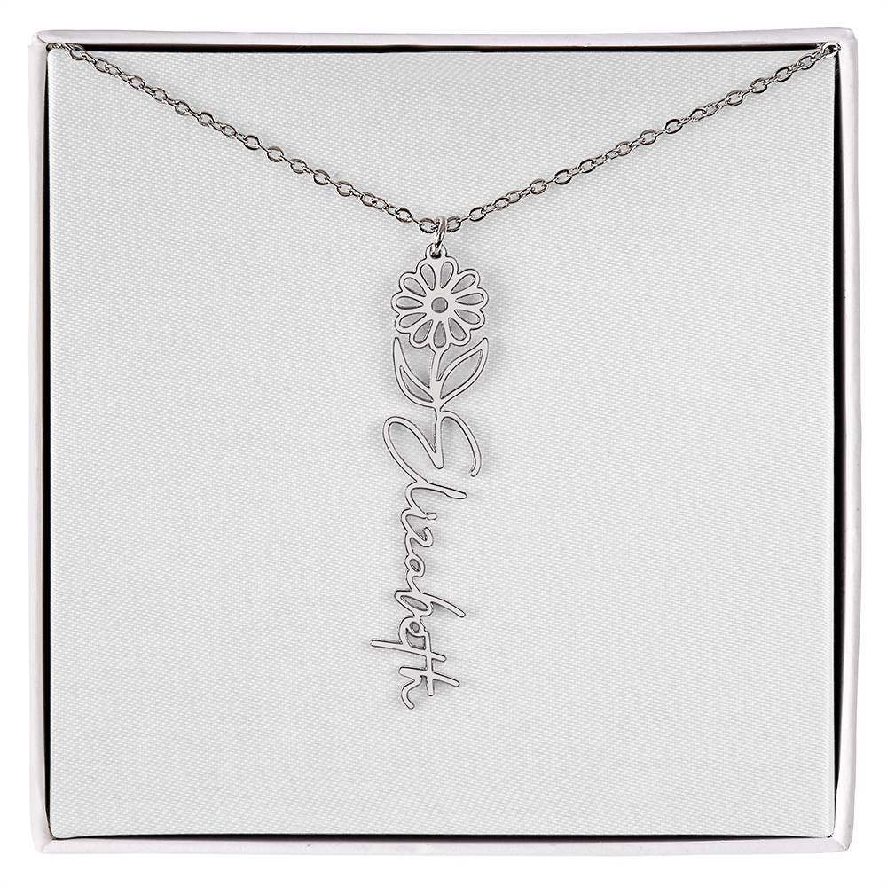 Blooming With Love – Personalized Flower Name Necklace