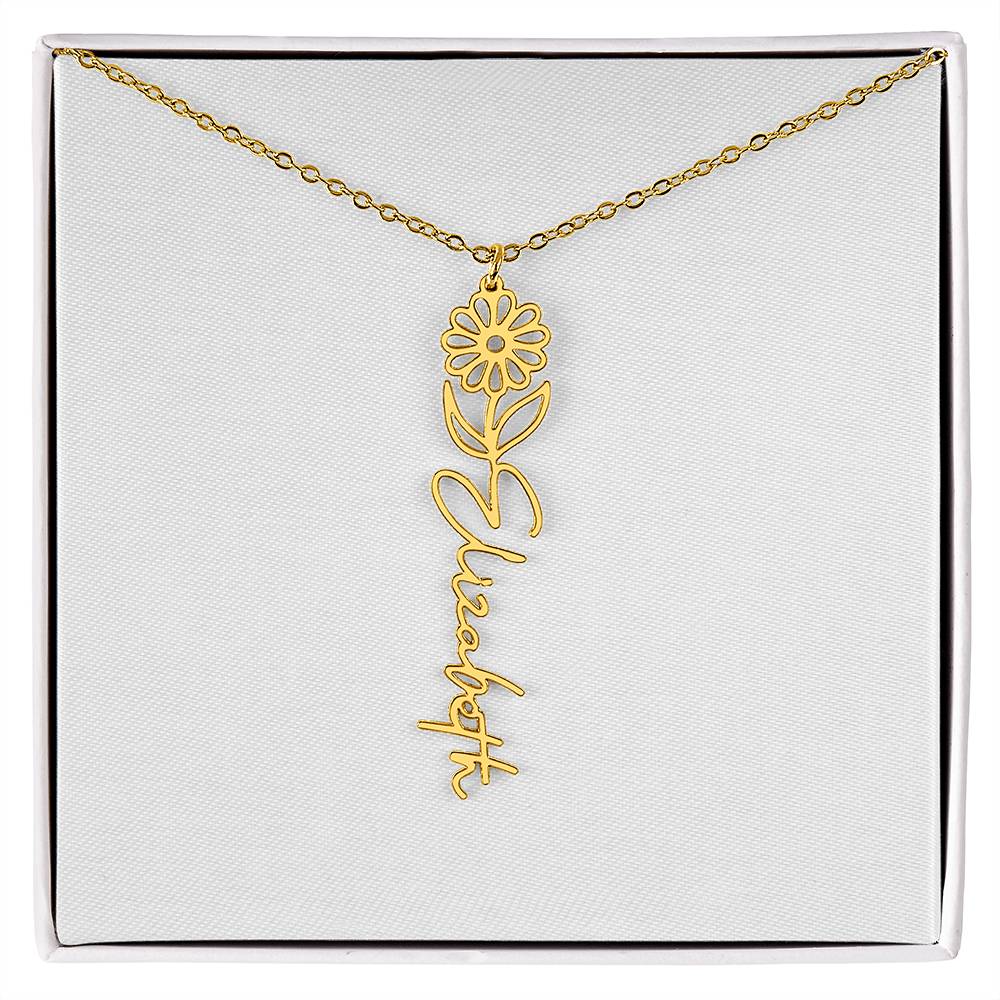 Blooming With Love – Personalized Flower Name Necklace