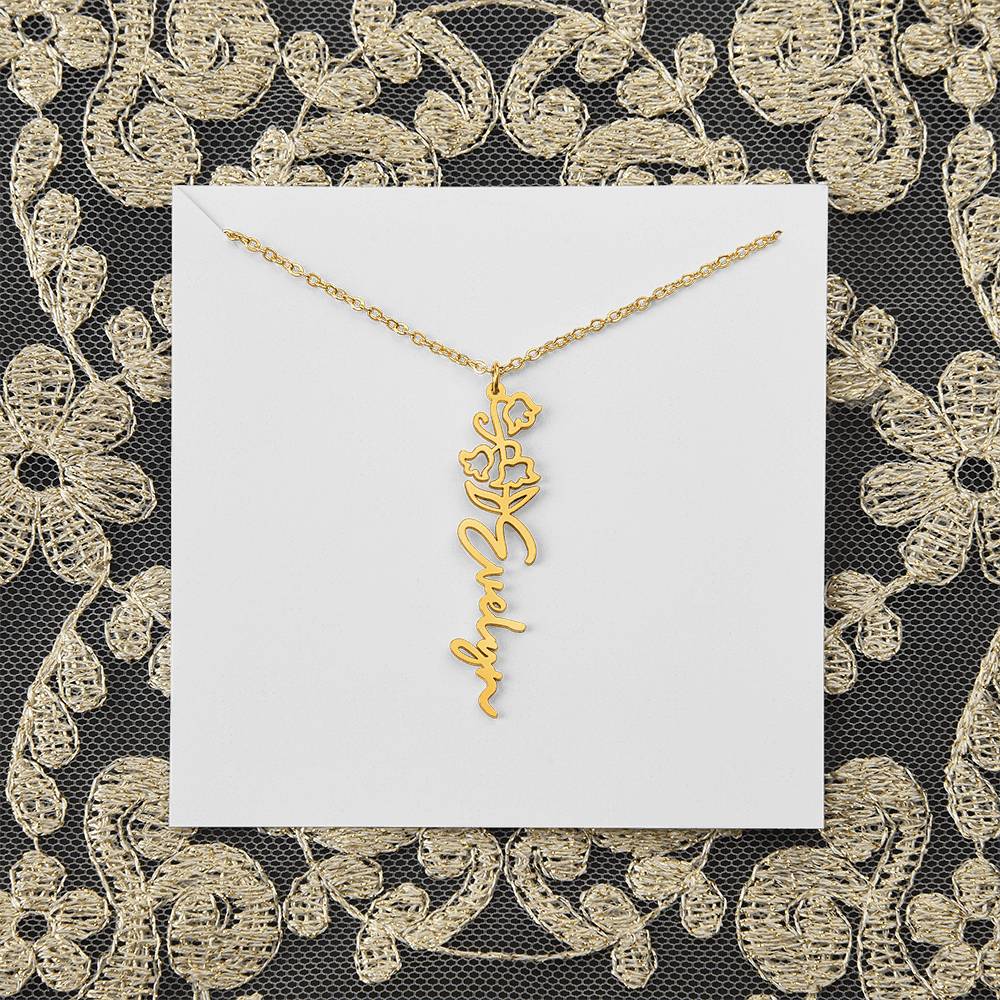 Blooming With Love – Personalized Flower Name Necklace