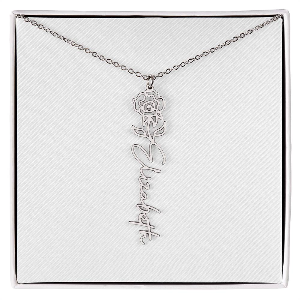 Blooming With Love – Personalized Flower Name Necklace