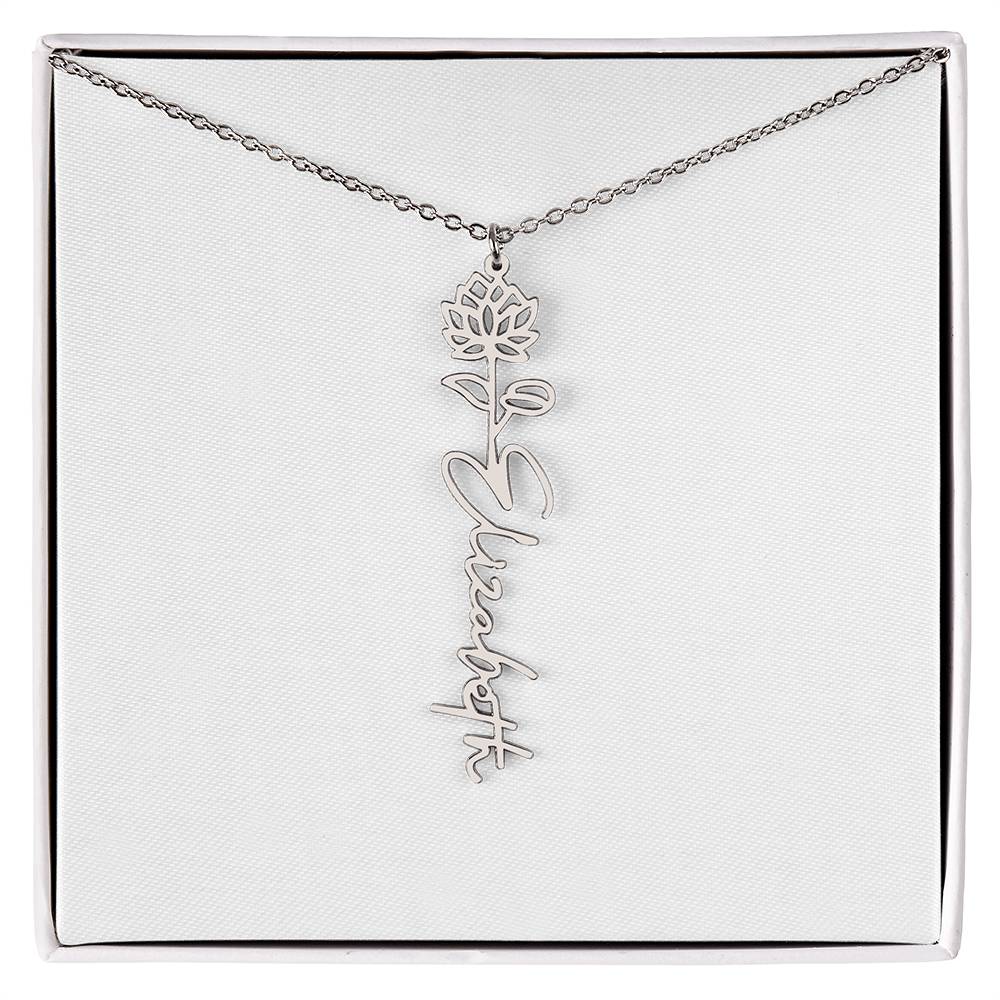 Blooming With Love – Personalized Flower Name Necklace