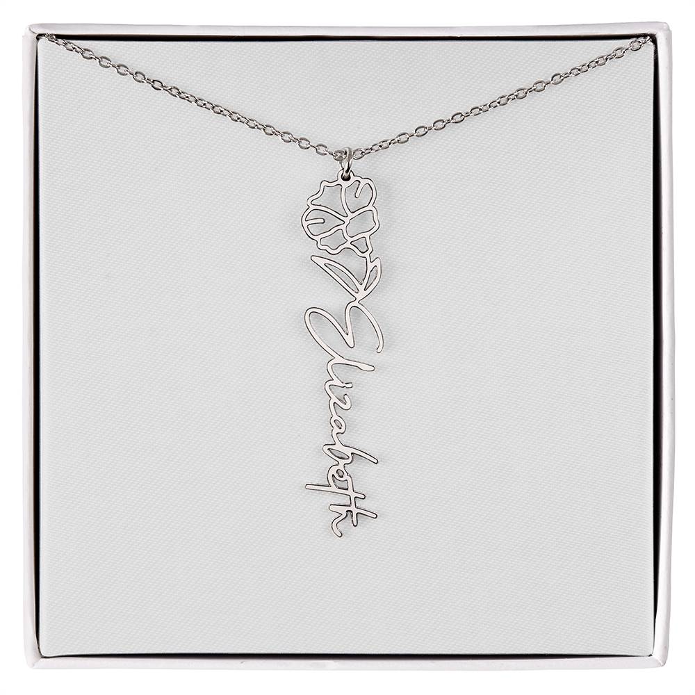 Blooming With Love – Personalized Flower Name Necklace