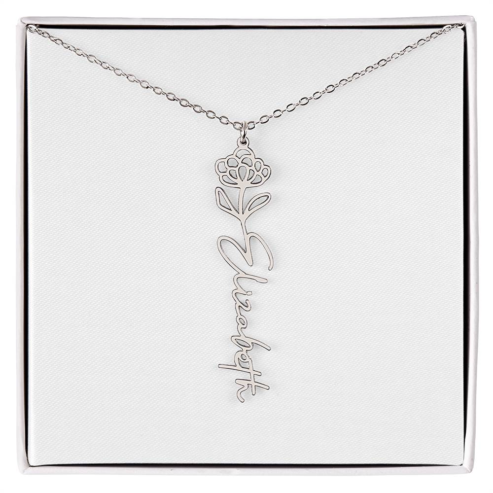 Blooming With Love – Personalized Flower Name Necklace