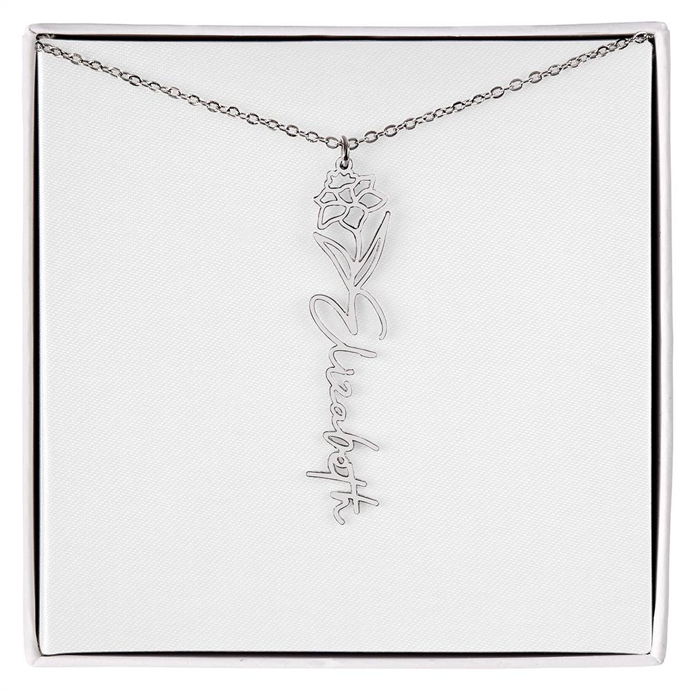 Blooming With Love – Personalized Flower Name Necklace