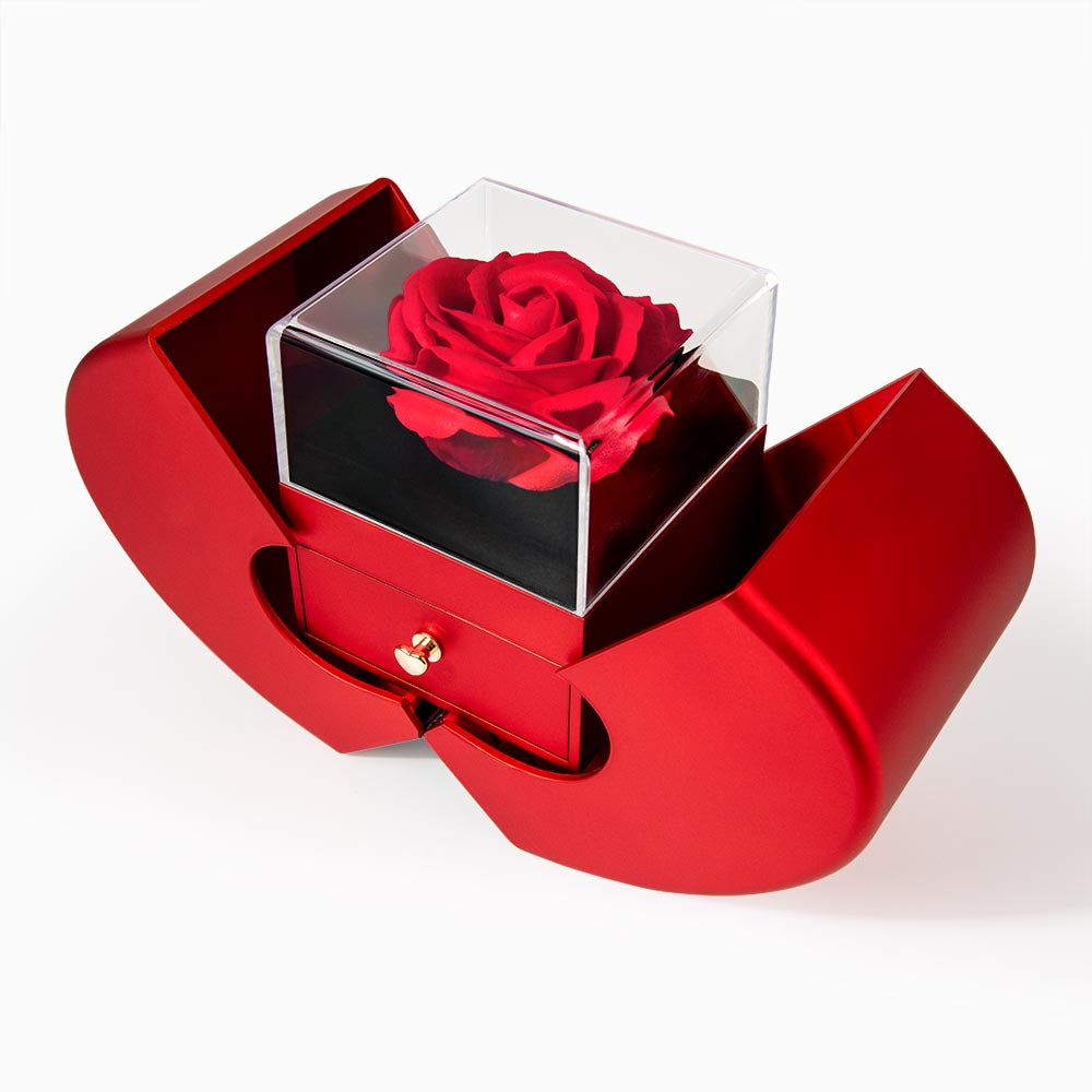 Tied With a Red Rose – Love Knot Red Heart Rose Box
