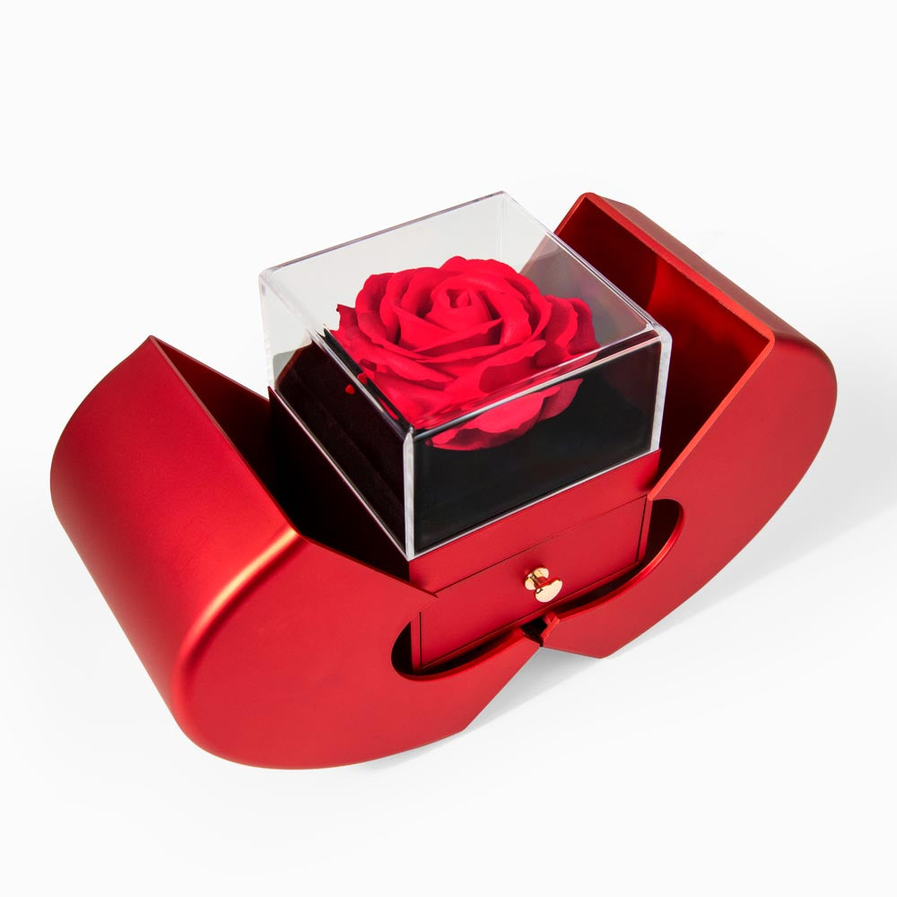 Tied With a Red Rose – Love Knot Red Heart Rose Box