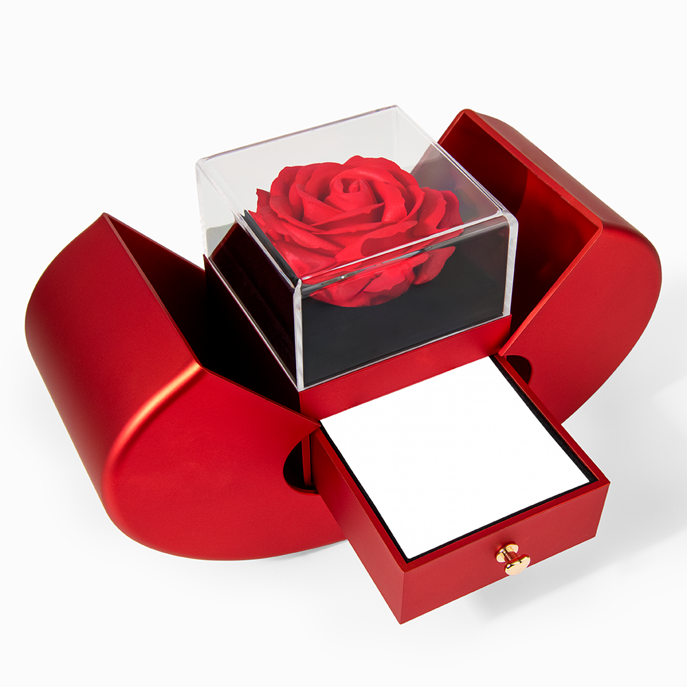 Tied With a Red Rose – Love Knot Red Heart Rose Box